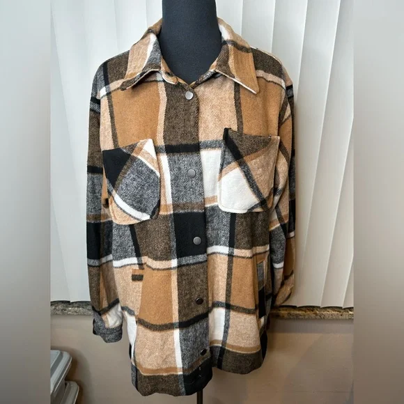 Ashley by 26 International Plaid Brown Black Jacket Size Large - Picture 1 of 8